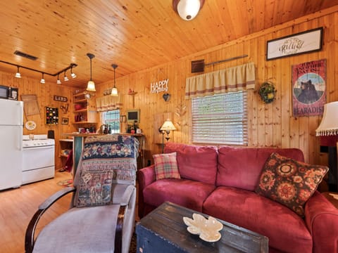 Cabin 1 View from Livingroom into Kitchen Area