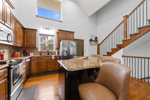 Kitchen convenient from upstairs or downstairs