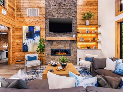 The house is beautifully decorated and has a bright, open space