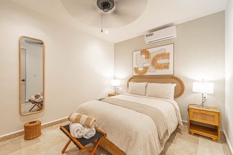 Cozy and inviting bedroom with plush bedding for a restful night's sleep.