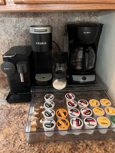 Interior: Kitchen. Drip Coffee Maker, Keurig , Nespresso Lattissima (OGPODS)