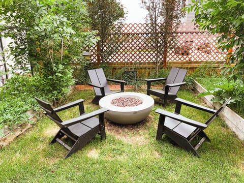 Our gas fireplace is perfect for summer and chilly autumn evenings. 