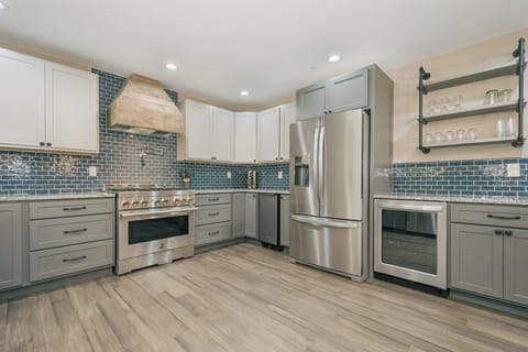 The wine fridge gives you additional space for beverages.