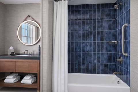 Hair dryer, bathrobes, slippers, towels