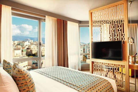 Junior Suite, Acropolis View | Premium bedding, pillowtop beds, minibar, in-room safe