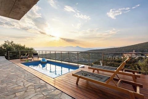 Sunset hour by the shared pool of the premises
