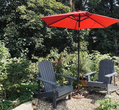 Sitting and fire ring area in the Garden