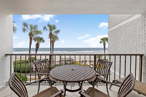 Oceanfront Balcony - Private balcony overlooking the Atlantic Ocean with open views of the shoreline and beach below.