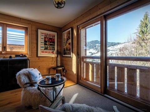 Living room with winter view