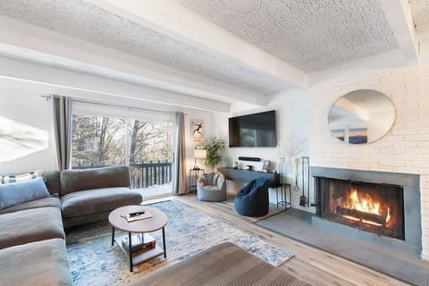 Cozy couch sits many….