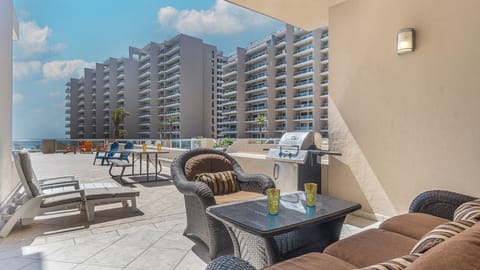 The patio stretches almost to the horizon! lots of furnishings make this a great spot for enjoying you next vacation getaway.