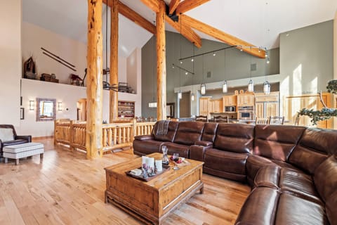 The open concept living, kitchen and dining areas.