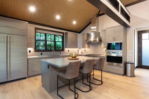 The kitchen is complete with Sub-zero and Wolfe appliances.