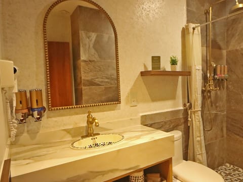 Standard Double Room, 2 Double Beds, Garden View | Bathroom | Shower, hair dryer, bathrobes, bidet