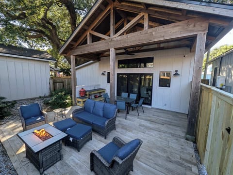 Private outdoor space with gas firepit
