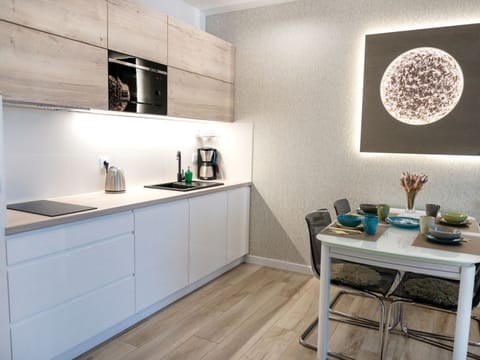 Apartment | Private kitchen | Electric kettle, highchair