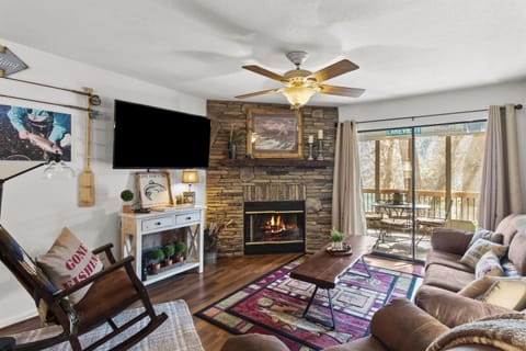 Living room with electric fireplace