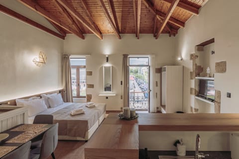 Superior Studio, 1 Queen Bed with Sofa bed, Kitchenette, City View | Living area | Flat-screen TV