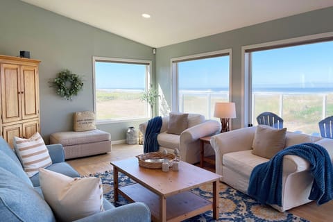 Enjoy the comfy living room with wonderful ocean views.