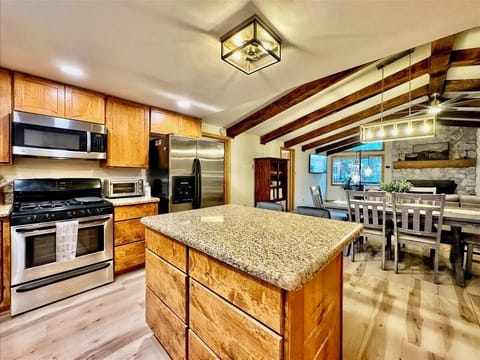 Kitchen island looking toward dining