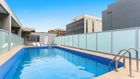 Outdoor pool with relaxing ambiance.