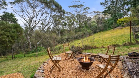 Outdoor fire pit perfect for cool mountain evenings.