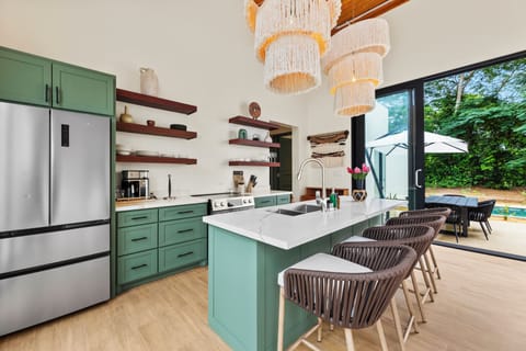 2 Bedroom Riverfront with Pool | Private kitchen | Fridge, cookware/dishes/utensils, cleaning supplies, paper towels