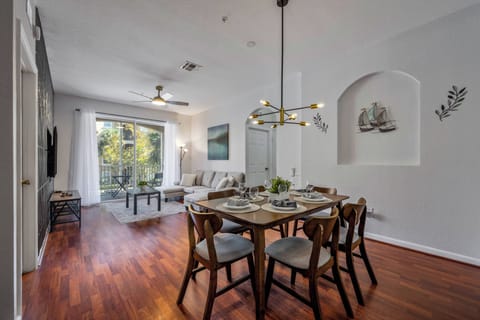 Dining area and living room