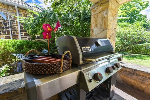 Covered patio grill—perfect for easy outdoor meals