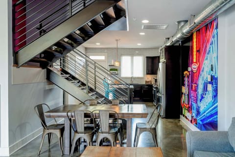 Open living, dining, kitchen space