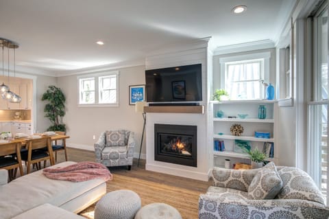 Smart TV & fireplace.