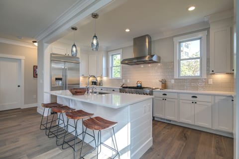 The kitchen is located on the third floor of the home.