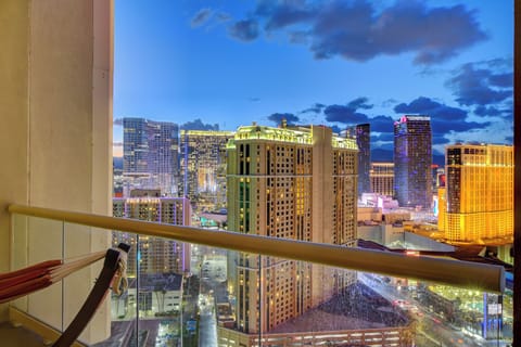 Extra large and comfortable balcony overlooking Vegas strip and nightlife 