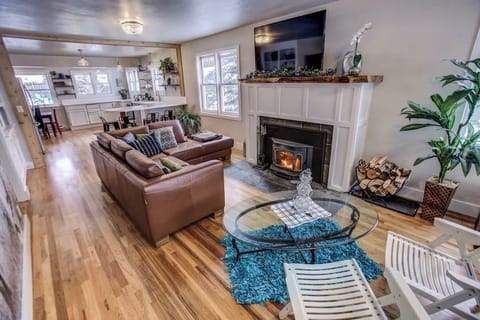 Great Room with Woodburning Stove and Decorator Touches add to Comfort of this Grand Home.