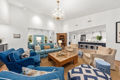 An open floor plan with great room and kitchen opening on to each other