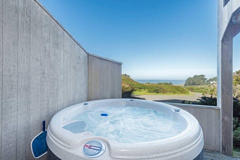 Private hot tub with ocean view