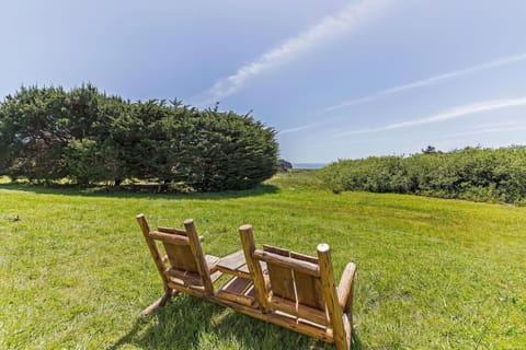 Outdoor furniture with partial ocean view