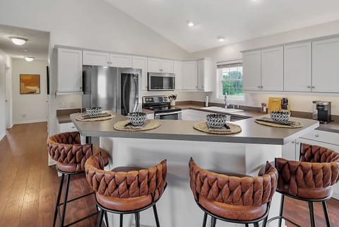 Table setup for the kitchen island dining area