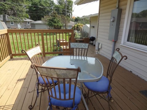 Shared deck with table and chairs