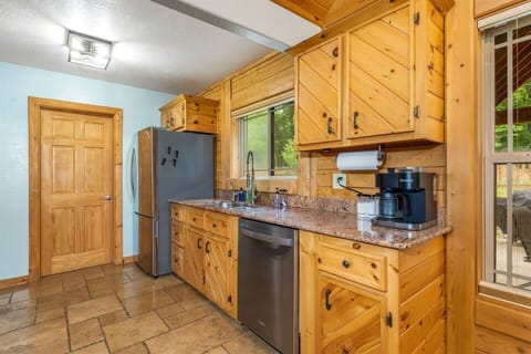 fully stocked kitchen, crock pot, blender, toaster, waffle iron, coffee, bakeware