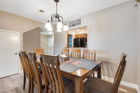 Dining table with seating for 8