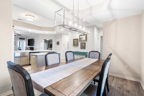 Gather for meals together at the dining table, with seating for 6