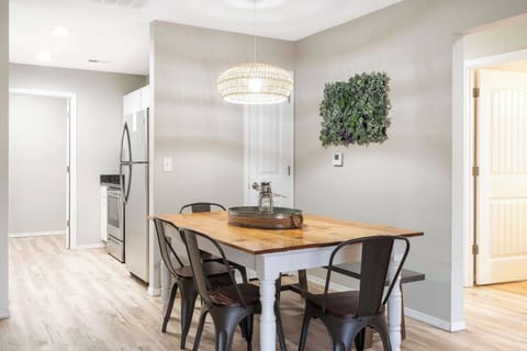 Gather for meals together at the dining table, with seating for 6