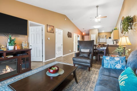 Curl up in the airy living room & stream all your favorite entertainment