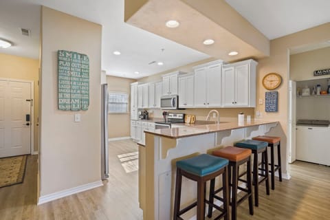 Counter seating and full kitchen