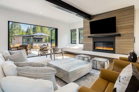 Enjoy the gas fireplace and TV with streaming capabilities