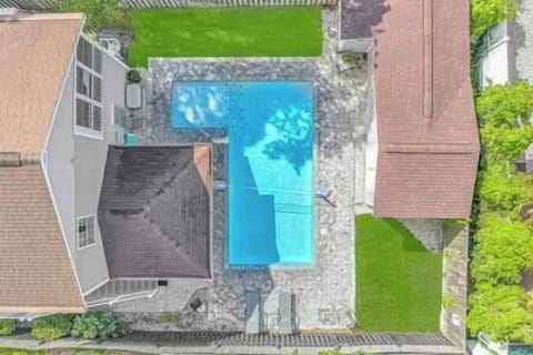 Aerial view of the private backyard!