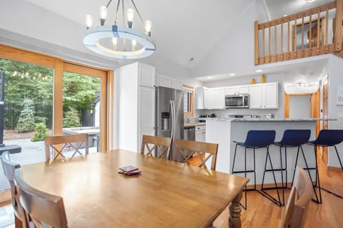 Enjoy a meal or a board game at the table