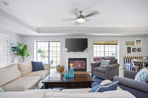 Cozy open plan living area in the main space of the condo