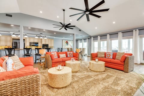 Plenty of seating for everyone on the comfortable couches